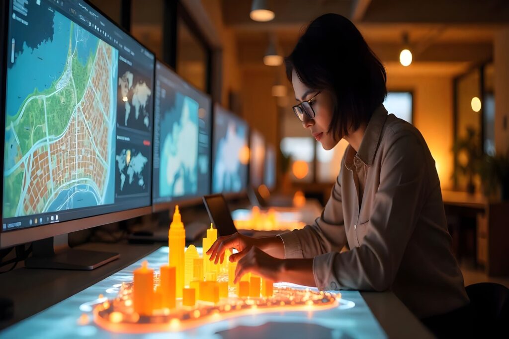 woman-is-playing-game-with-lit-up-display